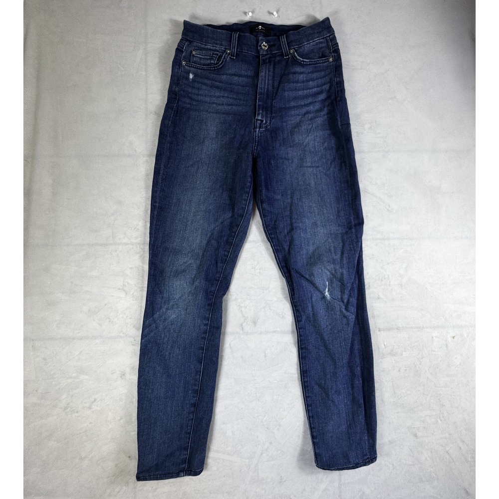 7 For All Mankind Womens Skinny Jeans Blue‎ Denim Stretch 5 Pockets Outdoor 27